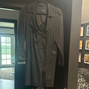 Topshop Women's Black Double-Breasted Trench Coat